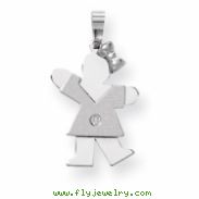 14k White Gold A Diamond kid pendant