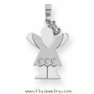 14k White Gold A Diamond kid pendant