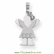 14k White Gold A Diamond kid pendant