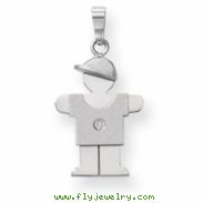 14k White Gold A Diamond kid pendant