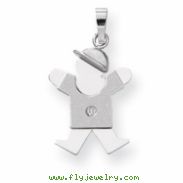 14k White Gold A Diamond kid pendant