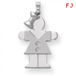 14k White Gold A Diamond kid pendant