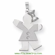 14k White Gold A Diamond kid pendant