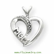 14k White Gold A Diamond mom pendant