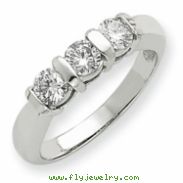 14k White Gold A Diamond three stone ring