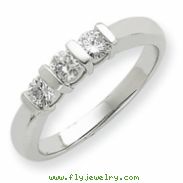 14k White Gold A Diamond three stone ring