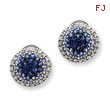 14K White Gold AA Diamond and Sapphire Omega Back Earrings