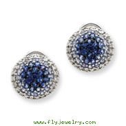 14K White Gold AA Diamond and Sapphire Omega Back Earrings