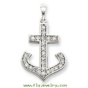 14K White Gold AA Diamond Cross Pendant