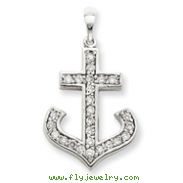 14K White Gold AA Diamond Cross Pendant