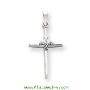 14K White Gold AA Diamond Cross Pendant