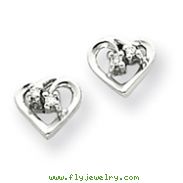 14K White Gold AA Diamond Heart Earring