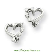 14K White Gold AA Diamond Heart Earring