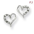 14K White Gold AA Diamond Heart Earrings