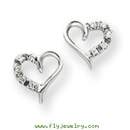 14K White Gold AA Diamond Heart Earrings