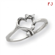 14k White Gold AA Diamond heart ring