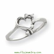 14k White Gold AA Diamond heart ring