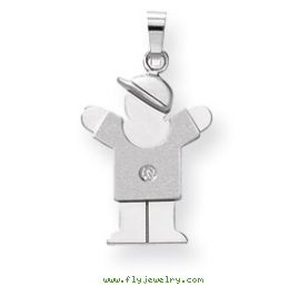 14k White Gold AA Diamond kid pendant