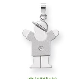 14k White Gold AA Diamond kid pendant