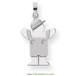 14k White Gold AA Diamond kid pendant