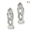 14K White Gold AA Diamond Omega Back Earrings