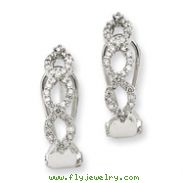 14K White Gold AA Diamond Omega Back Earrings