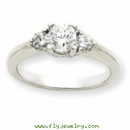 14k White Gold AA Diamond three stone ring