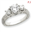 14k White Gold AA Diamond three stone ring