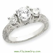 14k White Gold AA Diamond three stone ring