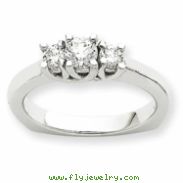 14k White Gold AA Diamond three stone ring