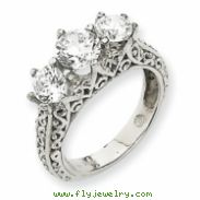 14k White Gold AA Diamond three stone ring