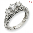 14k White Gold AA Diamond three stone ring