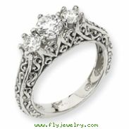 14k White Gold AA Diamond three stone ring