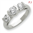 14k White Gold AA Diamond three stone ring