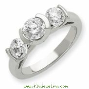 14k White Gold AA Diamond three stone ring