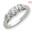 14k White Gold AA Diamond three stone ring