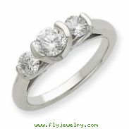 14k White Gold AA Diamond three stone ring