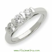 14k White Gold AA Diamond three stone ring