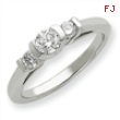 14k White Gold AA Diamond three stone ring