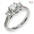 14k White Gold AA Diamond three stone ring