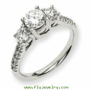 14k White Gold AA Diamond three stone ring