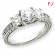 14k White Gold AA Diamond three stone ring