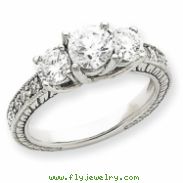 14k White Gold AA Diamond three stone ring