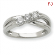 14k White Gold AA Diamond three stone ring