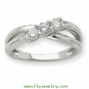 14k White Gold AA Diamond three stone ring