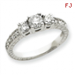14k White Gold AA Diamond three stone ring