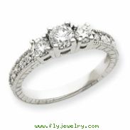 14k White Gold AA Diamond three stone ring