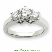 14k White Gold AA Diamond three stone ring