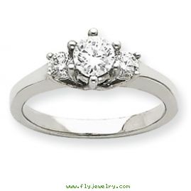 14k White Gold AA Diamond three stone ring