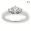 14k White Gold AA Diamond three stone ring